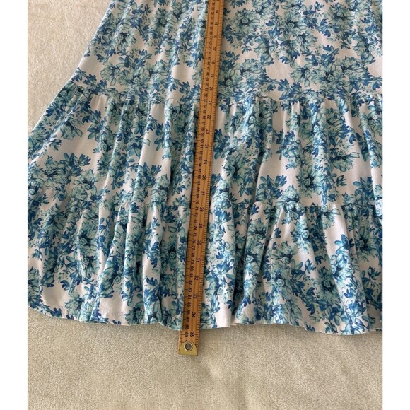 GarnetHill Skirt Large Tiered Botanical Garden Coastal Flowy Feminine Blue White - Picture 6 of 11